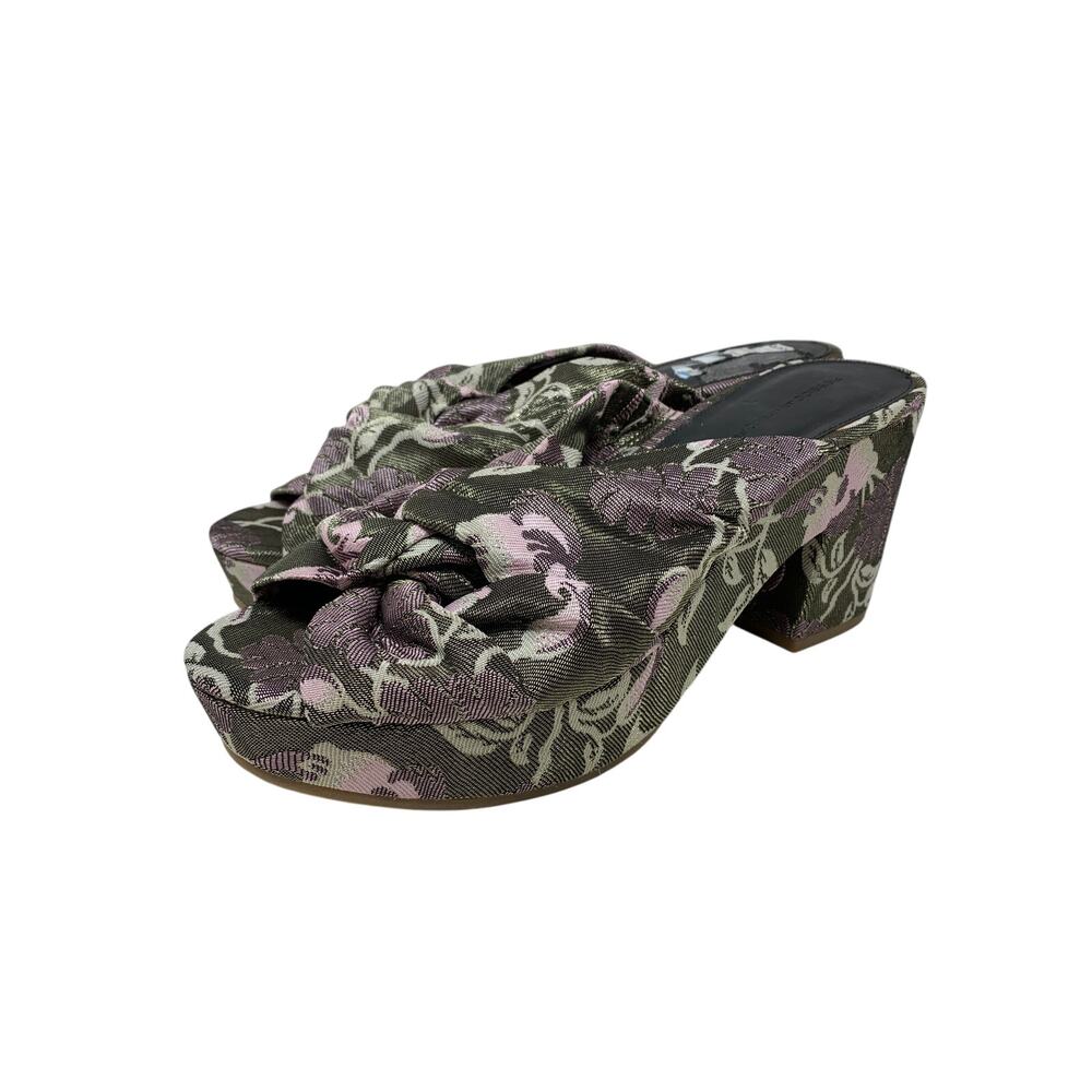 Rebecca Minkoff Jaden Floral Jacquard Platform Sandals Womens Sz 10 Purple Green - Picture 2 of 8